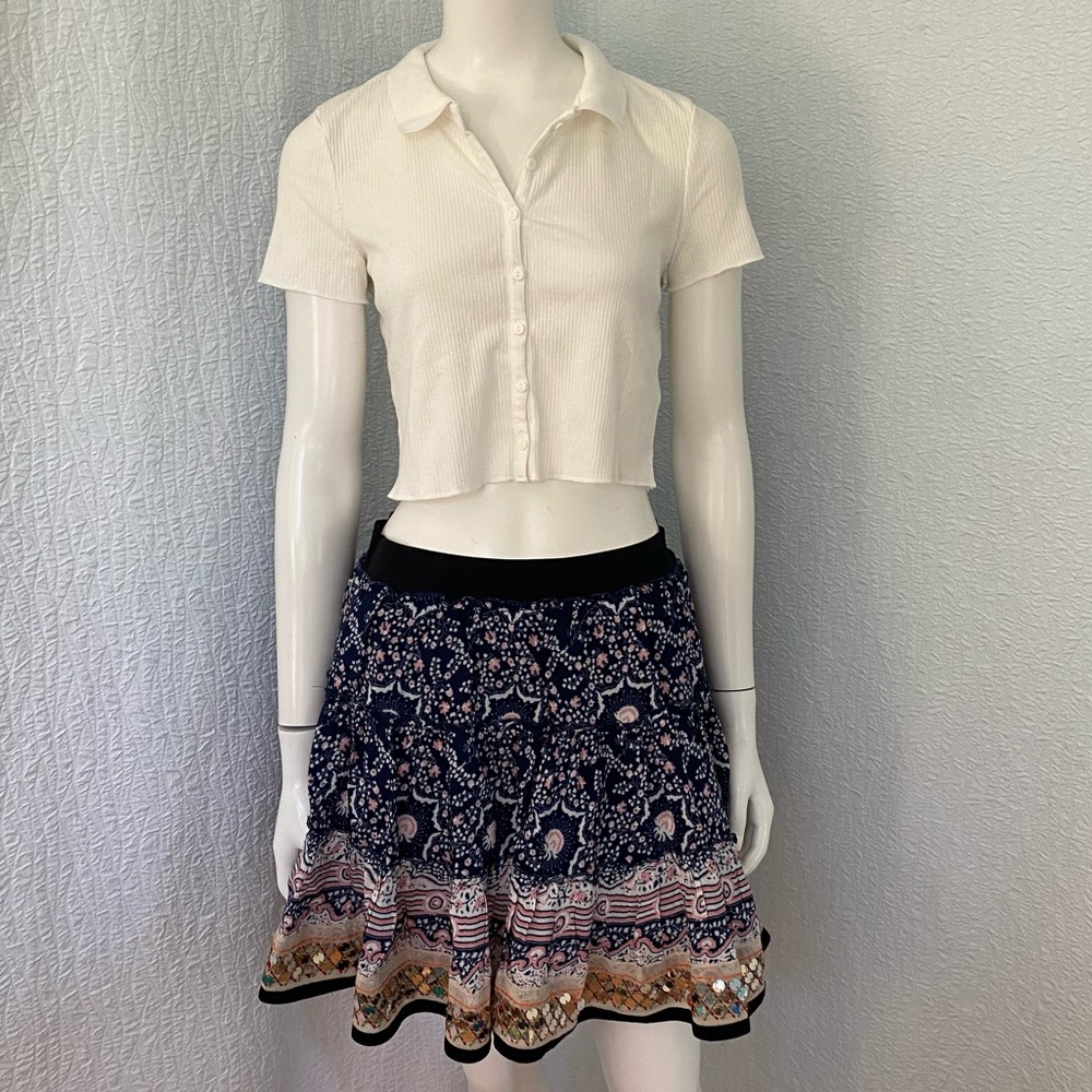 Free People NWOT Floral Embroidered Mini Skirt